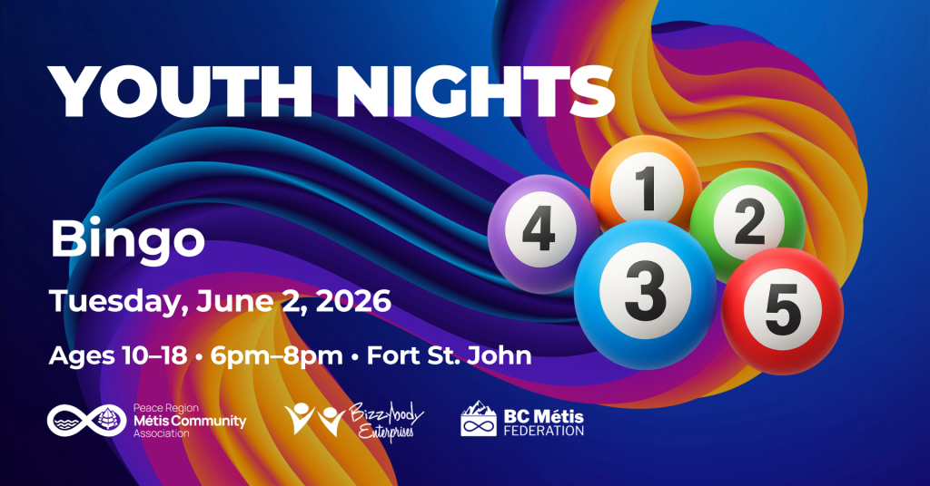 PRMCA Youth Nights Bingo event — Tuesday, June 2, 2026, 6 pm to 8 pm in Fort St. John
